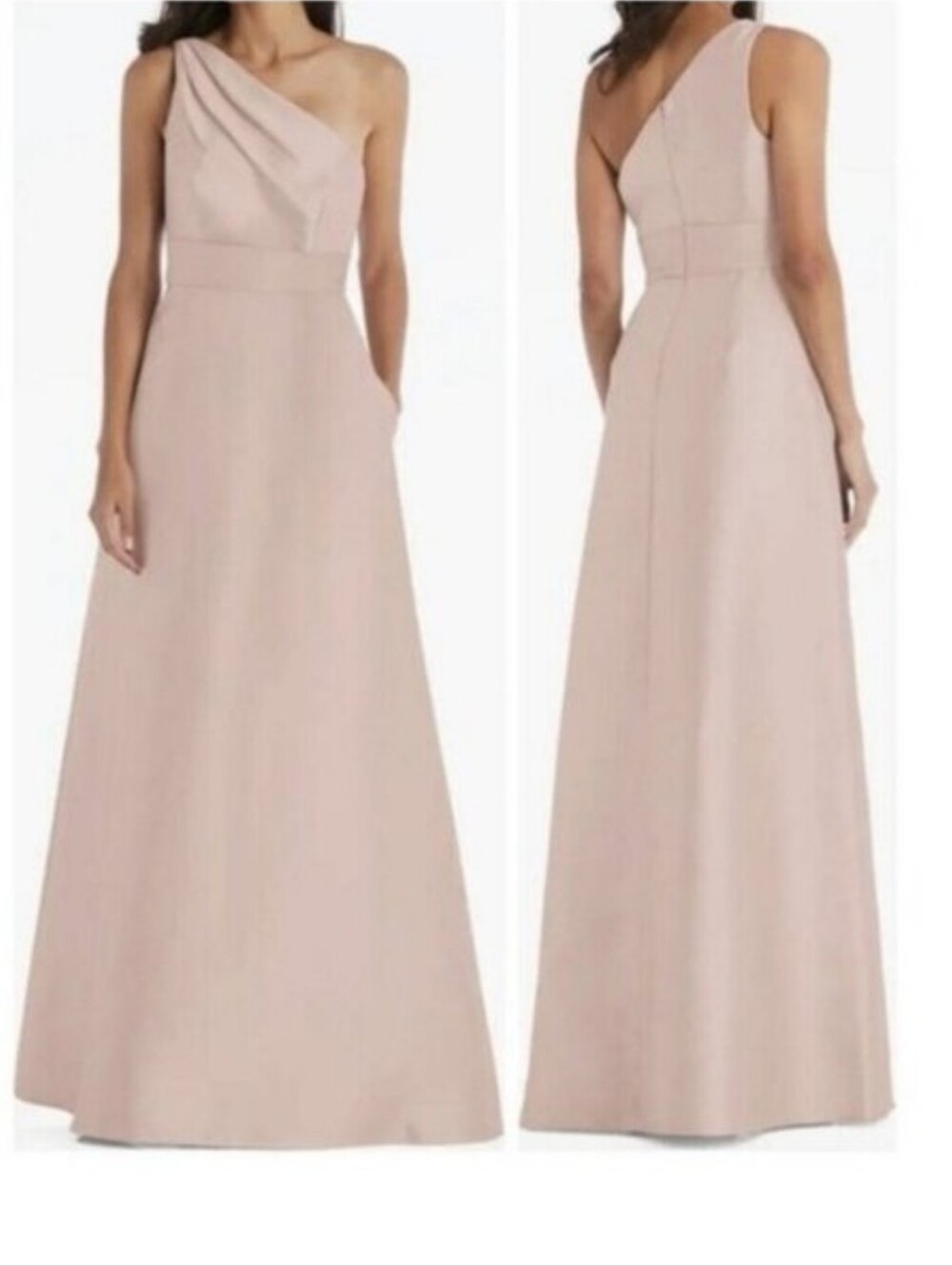 Alfred Sung Satin Twill One Shoulder Formal Gown Size 4 New Bridesmaid Party - Picture 1 of 9